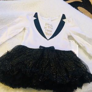 New Years Eve! 2pc Infant Black & Gold Dress with Bottoms